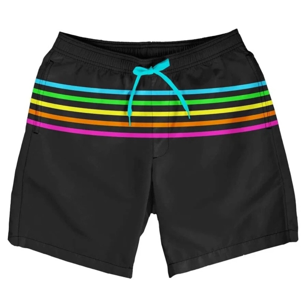 Tipsy Elves Swim Trunks, Multi Color, Size Large 8 inch